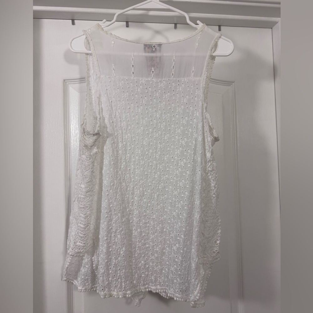Johnny Was White Lace Tank Top - Picture 5 of 7